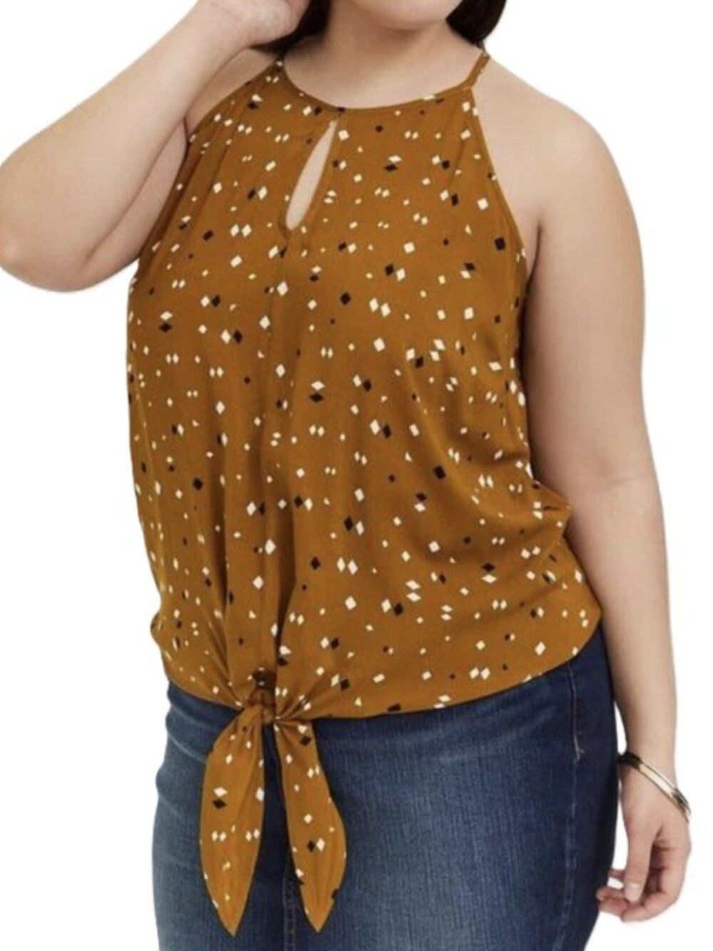 Torrid‎ Challis Tie-Front Cami 00 M/L 10 High Keyhole Neck Sleeveless